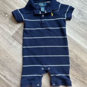 Polo by Ralph Lauren Navy and White Striped Kids One Piece